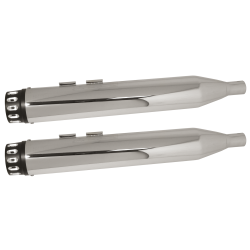 PartzBiz HD MU97104 - Power House Chrome 4.5 Slip-On Mufflers Black Tear Drop Tip Harley Dresser 85-16