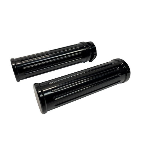 PartzBiz HD: 4406750-Pro-One 500560B Black Billet Aluminum Ball-Milled Grips Pair 1" Handlebar Harley