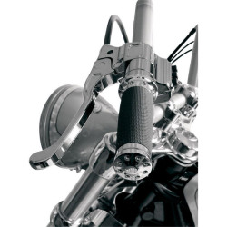 PartzBiz HD PM0063-2019-CH - Roland Sands Design RSD Chrome Tracker Billet Hand Grips Harley Cable Throttle | 0063-2019-CH