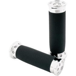PartzBiz HD PM0063-2022-CH - Roland Sands Design RSD Chrome Tracker Billet Hand Grips Harley TBW 08-17 | 0063-2022-CH