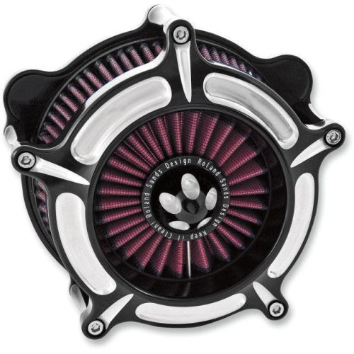 PartzBiz HD: 4404801-Roland Sands RSD Black Contrast Cut Turbine Air Cleaner Harley Cable Big Twin | 0206-2037-BM