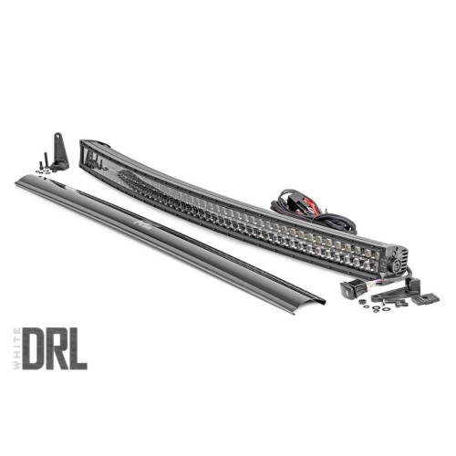 PartzBiz HD: 4404525-Rough Country Black Series 50" Curved Cree LED Light Bar + DRL w/ Wiring Harness Jeep wrangler cj yj tj jk jl gladiator jt grand cherokee xj zj wj wk wk2 offroad toyota tacoma bright white bar pods w/ wiring aux beam