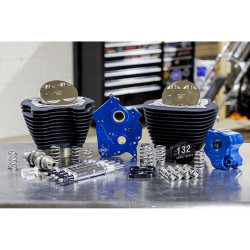 PartzBiz HD SS310-1233 - S&S 132 ” M8 Big Bore Oil Cool Power Pack Chrome Pushrod Chain Black สำหรับ Harley | 310-1233