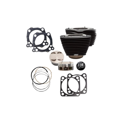 PartzBiz HD SS910-0849 - S&S 136 ” Big Bore Kit Wrinkle Black W/O Highlighted Fins 4 Harley 17-23 M8 | 910-0849
