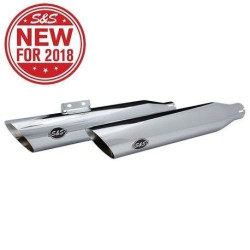 PartzBiz HD SS550-0736 - S&S 550-0736 Chrome Slash Cut RACE Slip-On Mufflers 18-19 Harley Softail M8 1801-1355 18011355 Milwaukee Eight Street Bob; Low Rider; Softail Slim; Fat Boy; Breakout