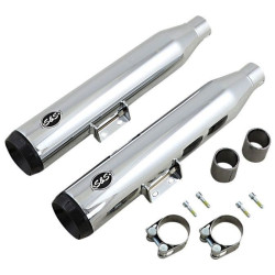 PartzBiz HD SS550-0757B - S&S 550-0757B Chrome Grand National 50 State Slip-On Mufflers Harley Softail 18+