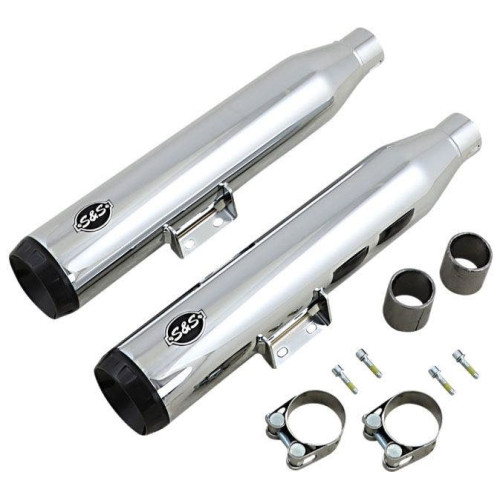 PartzBiz HD: 4404267-S&S 550-0757B Chrome Grand National 50 State Slip-On Mufflers Harley Softail 18+