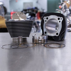 PartzBiz HD SS910-0684 - S&S910-0684 สีดำ พร้อมครีบไฮไลท์ 128 ” Big Bore Kit for M8 114 ” Harley 0931-0836 09310836 483259