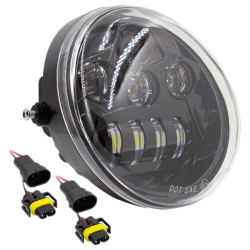 PartzBiz HD: 4404039-Saddle Tramp 7" 8 LED Oval Motorcycle Light  Black Front Face Harley V-Rod 02-17 BC-HDHLR1 