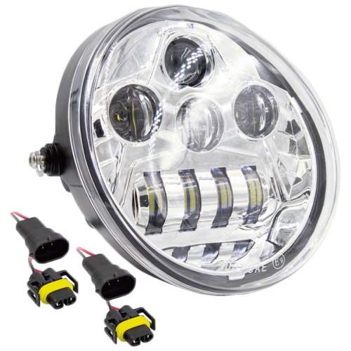 PartzBiz HD: 4404040-Saddle Tramp 7 ” 8 LED รูปไข่รถจักรยานยนต์ Chrome ด้านหน้า Harley V-Rod 02-17 BC-HDLR2