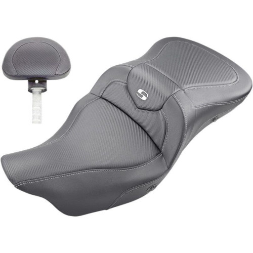 PartzBiz HD: 4403957-Saddlemen 808-07B-185BRHC โซฟาปรับอุณหภูมิได้ 2 ที่นั่งพร้อมพนักพิง HD FLH/T 08-Up