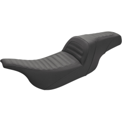 PartzBiz HD DS08011386 - Saddlemen Black Slim Roll & Pleat 2-Up Seat Harley Touring 97-07