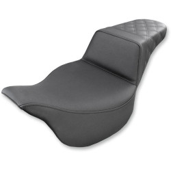 PartzBiz HD DS08011286 - Saddlemen Black Step Up 2-Up Rear Lattice Stitched Harley Touring 08-Up