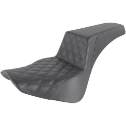 PartzBiz HD DS08021399 - Saddlemen Black Step Up 2-Up Seat Front Lattice Stitched Harley Softail M8 18-23
