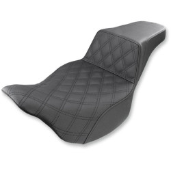 PartzBiz HD DS08011289 - Saddlemen Black Step Up 2-Up Seat Full Lattice Stitch Harley Touring 08-Up