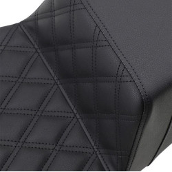 PartzBiz HD DS08011284 - Saddlemen Black Step Up 2-Up Seat Lattice Stitched Extended Harley Touring 08-Up