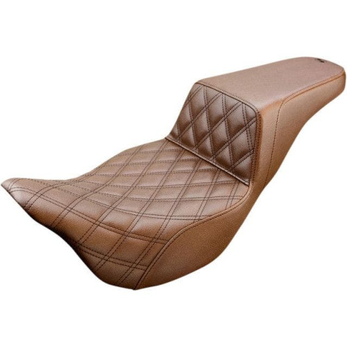 PartzBiz HD: 4403864-Saddlemen เบาะหน้าลาย Lattice สีน้ำตาล LS Diamond Step Up Seat Harley FLH 08-23 | 808-07B-172BR