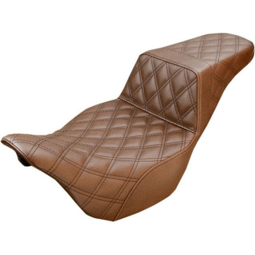 PartzBiz HD: 4403866-Saddlemen Brown Full Lattice Stitch LS Diamond Step Up Seat Harley FLH 08-23 | 808-07B-175BR
