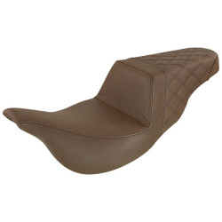 PartzBiz HD DS08011285 - Saddlemen Brown Step Up 2-Up ด้านหลัง Lattice Stitched Harley Touring 08-Up