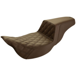 PartzBiz HD DS08011283 - Saddlemen Brown Step Up เบาะนั่ง 2 ตัวแบบ Lattice Stitched Extended Harley Touring 08-Up