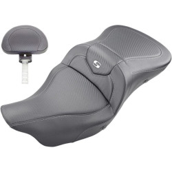 PartzBiz HD DS08011192 - Saddlemen Carbon Fiber Extended Heated Road Sofa Seat & Backrest H-D FLH/T 08-Up best new bagger dresser seat upgrade replacement 