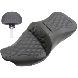 PartzBiz HD DS08011188 - โซฟาเบาะนั่งถนนแบบเย็บตาข่ายแบบปรับอุณหภูมิได้ Saddlemen พร้อมพนักพิง Harley Touring 08-Up