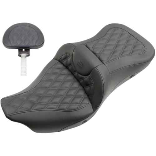 PartzBiz HD: 4403681-โซฟาเบาะนั่งถนนแบบเย็บตาข่ายแบบปรับอุณหภูมิได้ Saddlemen พร้อมพนักพิง Harley Touring 08-Up