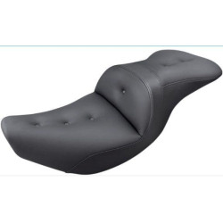 PartzBiz HD DS08102092 - Saddlemen I14-07-181 Road Sofa PT Pillow Top 2 Up Seat W/O Backrest 14-19 Indian Chief Chieftain Roadmaster Springfield Motorcycle หนังสีดำที่กำหนดเองการอัพเกรดการขับขี่ที่สะดวกสบาย