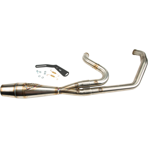 PartzBiz HD: 4403472-Sawicki 2 into 1 Brushed Shorty Length Exhaust Black Tip Harley M8 Softail 18-Up