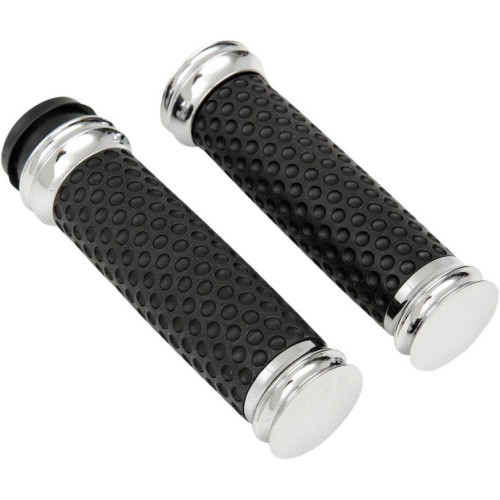 PartzBiz HD: 4403122-Arlen Ness Chrome Smooth Soft-Touch Hand Grips Harley Throttle by Wire | 07-091