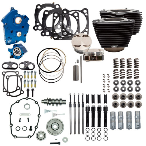 PartzBiz HD: 4403022-S&S 124" Bolt On All Black Big Bore Kit Gear 550 Cam Black Pushrod Oil Cool | 310-1059