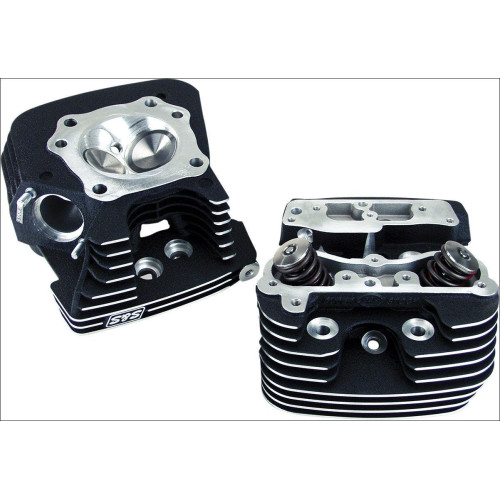 PartzBiz HD: 4402917-S&S Cycle Black Super Stock Cylinder Heads for Harley Evolution Big Twin EVO | 90-1504