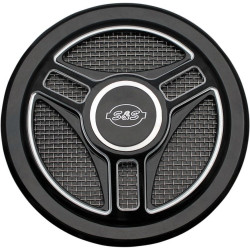 PartzBiz HD SS170-0210 - S&S Black Tri Spoke Cover Super Stock Stealth Air Cleaner Stage 1 Harley | 170-0210
