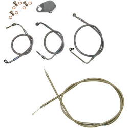 PartzBiz HD DS06100288 - ชุดสายเคเบิ้ลถักสแตนเลสสำหรับ 08-13 Harley FLH/TW/O ABS 15 ”-17 ” Apes | LA-8010KT-16