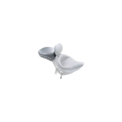 PartzBiz HD MD79533 - Mustang Wide Chrome Studded Rear Seat Only for Harley 06-10 FXST 07-17 FLSTF | 79533