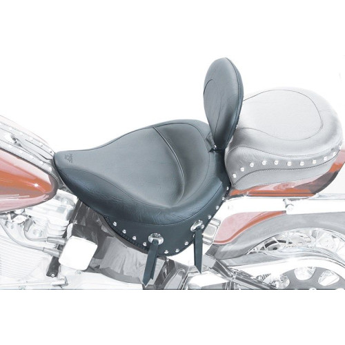 PartzBiz HD: 4402754-Mustang Seat Wide Chrome Studded Solo Seat พร้อมพนักพิง Harley 89-99 FLSTS | 79104 PartzBiz HD: 4402754-Mustang Seat Wide Chrome Studded Solo Seat พร้อมพนักพิง Harley 89-99 FLSTS | 79104