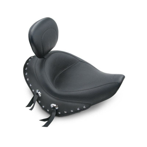 PartzBiz HD: 4402713-Mustang Wide Chrome Studded Solo Seat พร้อมพนักพิง Harley 06-10 FXST 07-17 FLSTF | 79532 PartzBiz HD: 4402713-Mustang Wide Chrome Studded Solo Seat พร้อมพนักพิง Harley 06-10 FXST 07-17 FLSTF | 79532