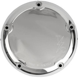 PartzBiz HD DS11070588 - Thrashin Supply Polished Silver Dished Billet Derby Cover 5-Hole Evo TSC-3011-2 1107-0588 11070588