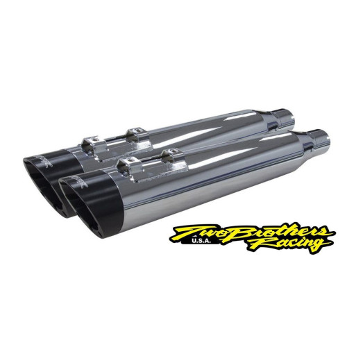 PartzBiz HD: 4402047-Two Brothers 0005-4380499D-S Chrome Dual Slip On Slash Cut 95-16 Harley FLH FLT 597018 exhaust touring electra glide