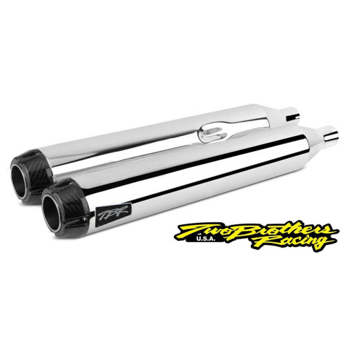 PartzBiz HD: 4402004-Two Brothers 005-4550499D Chrome Comp-S Shorty 2-1 Dual Slip On 17-19 Harley M8 597728 2 into 1 performance headers exhaust ceramic polished stainless steel 