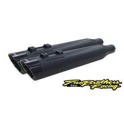 PartzBiz HD TBR005-4560499D-BS - Two Brothers 005-4560499D-BS Black Dual Slip On Slash Cut 17-19 Harley M8 597014 2 in 1 Performance headers Exhaust ceramic สแตนเลสขัดเงา slash cut