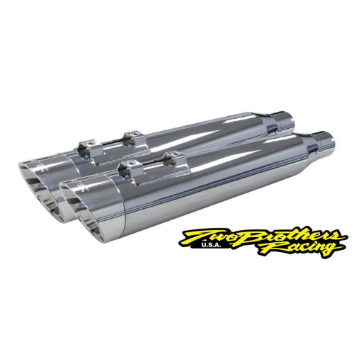 PartzBiz HD: 4402009-Two Brothers 005-4560499D-PS Chrome Comp-S Shorty 2-1 Dual Slip On 17-19 Harley M8 597013 2 into 1 performance headers exhaust ceramic polished stainless steel slash cut