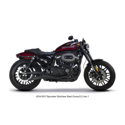 PartzBiz HD TBR005-4580199-B - Two Brothers 005-4580199-B สีดำ Comp-S 2-Into-1 Full System 14-19 Sportster 597714 fatbob fatboy breakout fat tyre ท่อไอเสียกว้าง harley davidson