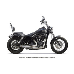 PartzBiz HD TBR005-4690199 - Two Brothers 005-4690199 สแตนเลส Megaphone Gen II 2-1 Full System 06-17 Dyna 597703 fatbob fatboy breakout fat tyre wide Exhaust harley davidson glide lowrider