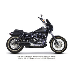 PartzBiz HD TBR005-4710499D-B - Two Brothers 005-4710499D-B สีดำ Dual Shorty 3” Slip Ons 91-17 Dyna 597710 fatbob fatboy breakout fat tyre ท่อไอเสียกว้าง harley davidson