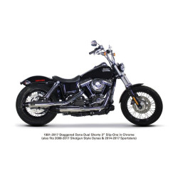 PartzBiz HD TBR005-4710499D - Two Brothers 005-4710499D Chrome Dual Shorty 3” Slip Ons 91-17 Dyna 597709 fatbob fatboy breakout fat tyre ท่อไอเสียกว้าง harley davidson