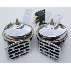 PartzBiz HD MW16-17 - Ultima 16-17 Chrome Plated 12V Universal Air Horn 107 dB Harley or Custom replacement oe honk best for safety electrical