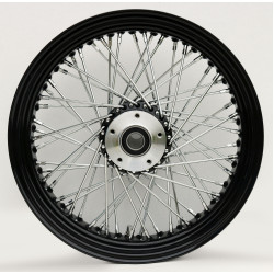 PartzBiz HD MW36-650 - Ultima 36-650 Black 60 Spoke Front Wheel w/ Billet Hub 16"x3.5" 1" Axle