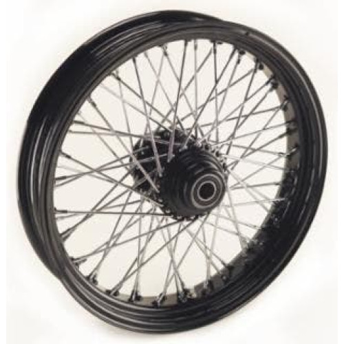 PartzBiz HD: 4401802-Ultima 36-651 Black / Chrome Billet 60 Spoke 18 x 3.5" Single Disk Front Wheel 1" Axle 00-07 Harley Davidson Custom Chopper Bike Motorcycle Rim Classic Upgrade Replacement 