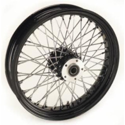 PartzBiz HD MW36-659 - Ultima 36-659 Black / Chrome Billet 60 Spoke 18 x 5.5" Rear Wheel 1" Axle 00-07 Harley Davidson Custom Chopper Bike Motorcycle Rim Classic Upgrade Replacement 